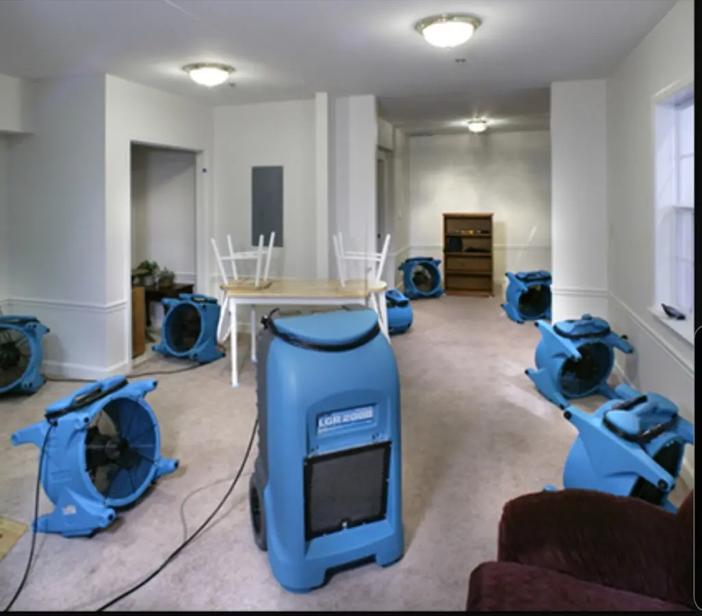 Air movers and dehumidifier setup for Water Extraction & Removal in Dahlonega